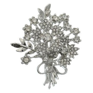 Broche de ramo de flores, material de latón y vidrio, estilo moderno, accesorio de ropa para damas. - Product Image 1