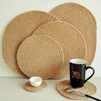 Napperons de dessous de plat tissés en coton naturel ensemble de chargeur tapis de table bohème rustique salle à manger coussins chauds tapis de plaque corde de coton naturel cuisine