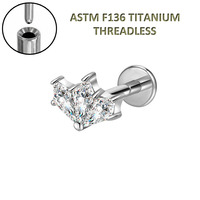 Nouveauté Freya : Bijou de piercing en titane de qualité implant ASTM F136, sans filetage, à enfiler, pour labret, tragus, daith, hélix, avec zircon