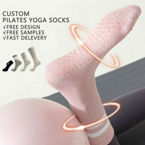 جودة عالية طاقم ضبابي الكاحل شعار مصمم غريبي النساء ضغط القطن الرياضة مكافحة زلة مخصص اليوغا بيلاتيس قبضة الجوارب - Product Image 1
