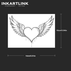 Autocollant de tatouage INKARTLINK pour le corps, autocollant de tatouage en papier, cœur, aile, imperméable, écologique, longue durée, 15 jours, en vrac - Product Image 4