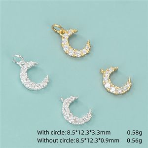Haute qualité S925 pendentif en argent Sterling plaqué pavé Zircon <span class=keywords><strong>lune</strong></span> pendentif pour <span class=keywords><strong>collier</strong></span> <span class=keywords><strong>à</strong></span> faire soi-même Bracelet boucle d'oreille accessoires - Product Image 6