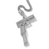 Pendentif pistolet Hip Hop en laiton plaqué or 18 carats modèle de pistolet collier femmes hommes rappeur bijoux de mode