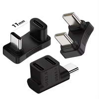 Adaptor USB C 2 dalam 1 pria KE pria, adaptor tipe-c ke tipe-c bentuk U untuk ponsel Tablet