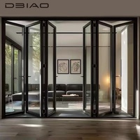 Puertas Plegables Modernas de Vidrio Templado, Perfiles de Aleación de Aluminio 6063-T5, Diseño de Protección Contra Pellizcos de Dedos, para Uso en Exteriores y Villas