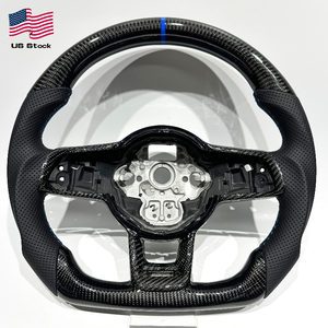 Volante de Fibra de Carbono Negro para VW MK7, Envío Directo desde Almacén en EE. UU., Línea Azul en la Parte Superior, Estilo Deportivo, Gran Venta Global - Product Image 1
