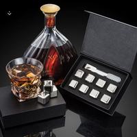 Accessoires pour le vin, accessoires de bar, ensemble cadeau de glaçons, refroidisseur de bière, perles de glace en acier inoxydable, boîte cadeau de luxe pour homme