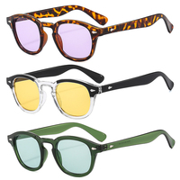 Vente en gros d'usine, lunettes de soleil de haute qualité, logo personnalisé, marque privée, style vintage rétro, monture ronde noire, UV400, pour hommes et femmes