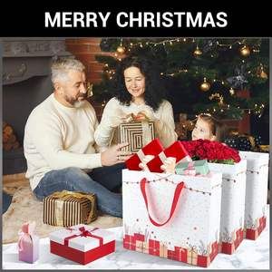 Sacs cadeaux de Noël en <span class=keywords><strong>papier</strong></span> blanc grand format avec poignées, sacs de shopping, sacs d'emballage pour la vente au détail, pour la veille de Noël, boutique - Product Image 4