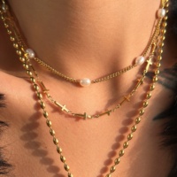 Collar Dazan 2023, Nuevo, Chapado en Oro de 18k, Acero Inoxidable Antideslustre, Serie Invierno, Perla Natural de Agua Dulce, Hecho a Mano