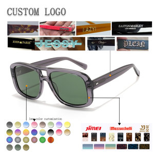 High Quality Vintage Trendy Fashionable Premium Light Weight UV400 Polarized <b>Sunglasses</b> <b>Square</b> Acetate <b>Frame</b> White Clear Green - Product Image 1
