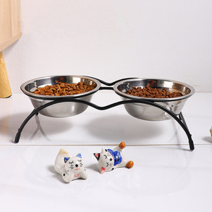 Bols pour animaux de compagnie en acier inoxydable, double distributeur surélevé pour chats et chiens, avec support pour bols de nourriture et d'eau - Product Image 2