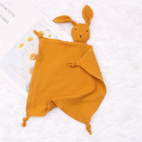 Couverture de confort pour bébé en gros mousseline de coton de couleur unie peluche bébés lapin couette jouets couverture de sécurité pour bébé