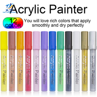 Stylos de peinture pour peinture de roche, céramique, porcelaine, verre, bois, tissu, toile. Lot de 12 marqueurs de peinture acrylique à pointe moyenne