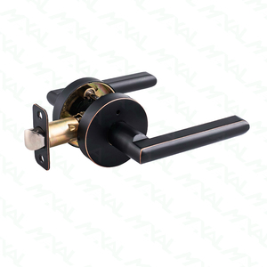 Manija de puerta negra Seguridad Privacidad Palanca sin llave Juego de cerradura Cilindro Aleación de <span class=keywords><strong>zinc</strong></span> Redondo Dormitorio Baño Cerradura de puerta interior - Product Image 1