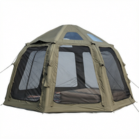 Grande tente dôme gonflable de 4,5 m de diamètre en polycoton 210g avec ouverture pour poêle, ouverture pour climatiseur, hublot d'observation, auvent occultant et imperméable