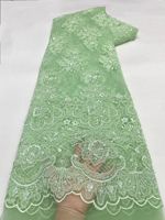 NI.AI Nouveau design Tissu en dentelle perlée florale 3D brodé avec des paillettes pour robe de mariée