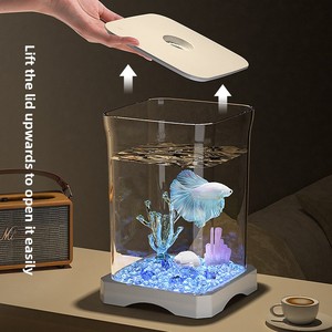 <span class=keywords><strong>Acuario</strong></span> Rectangular Pequeño de Plástico para Carpas y Peces Dorados - Pecera Ornamental Ecológica para Hogar, Sala de Estar, Oficina, Escritorio, Estudio DEM/DOM - Product Image 5
