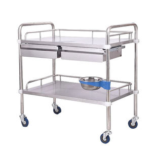 Carrito de Acero Inoxidable para Hospital, Carrito Quirúrgico de 3 Niveles con Cajón y Ruedas - Product Image 3