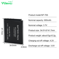 Batterie de remplacement pour appareil photo Fujifilm NP-70S 2,5 Wh 3,7 V 680 mAh Li-ion, compatible NP-70S FinePix F20 F40fd F47fd