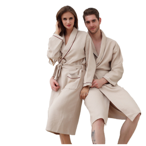 Peignoir long unisexe pour couple, doux et léger, style kimono, pour homme et femme, idéal pour l'été et l'automne, vêtement d'intérieur, robe de spa, tenue décontractée quotidienne, vêtement de nuit - Product Image 2