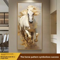 Peinture originale Lu Hua Art Horse-arrives-success, style minimaliste moderne, cheval au galop, encadrement en alliage d'aluminium, peinture résistante à l'humidité
