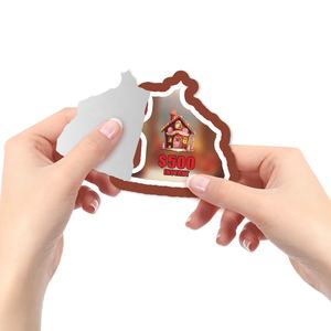 Noël Surprise Imprimer Pull Tab Tickets Maison Forme Win Card Prix personnalisé, taille, Style de conception pour les États-Unis - Product Image 5