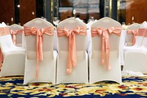 Venta al por mayor azul Rosa rojo boda fiesta decoración rubor silla fajas liso satén silla corbata para banquete sillas plegables - Product Image 2