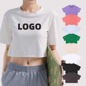 T-shirt Crop Oversize da Donna per Allenamento, Girocollo a Maniche Corte, Casual, Vestibilità Ampia, Estiva - Product Image 3