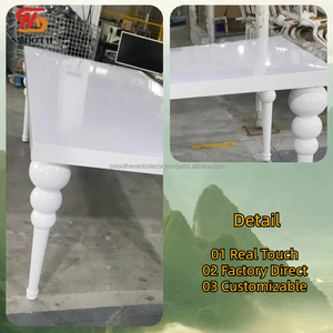 Mesa de comedor rectangular superior blanca de alta calidad, superventas, suave, mesa de boda de acero inoxidable - Product Image 6