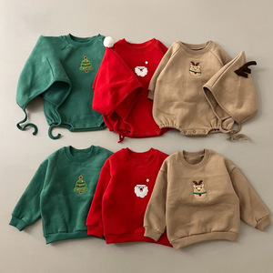 2024 bébé noël plus polaire onesie garçon <span class=keywords><strong>et</strong></span> fille bébé vêtements à manches longues amour ramper vêtements avec chapeau - Product Image 4