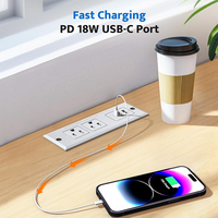 Multiprise encastrable de bureau avec 2 prises CA et 2 ports USB-A, prise de courant dissimulée pour bureaux à domicile