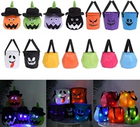 Sac fourre-tout lumineux personnalisé pour Halloween, seau à bonbons d'horreur, sac cadeau LED pour enfants, idéal pour la fête ou le jeu de la citrouille