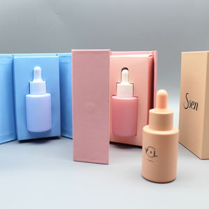 Botella cuentagotas de cristal de suero de aceite esencial de pelo de barba cilindro envase cosmético cuidado de la piel 30ml con cuentagotas - Product Image 1