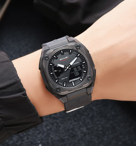 Montre de sport numérique SKMEI 2328 2024, nouvelle, en ABS, carrée, 5 couleurs, design camouflage transparent, étanche 50 m, heure mondiale, <span class=keywords><strong>chrono</strong></span>, 5 alarmes - Product Image 1