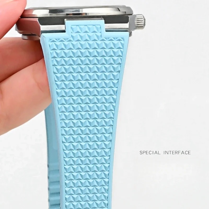 fkm rubber watch strap with deployment clasp