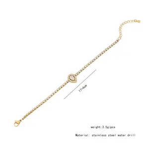 2024 Fashion Trend High Quality Bracelet Stainless Steel Gold Plated Jewellery Water Drill Pendant Clasp Bracelet For Women