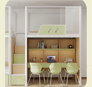 Lits superposés modernes en métal pour dortoir scolaire et appartement avec espace de stockage - Product Image 5