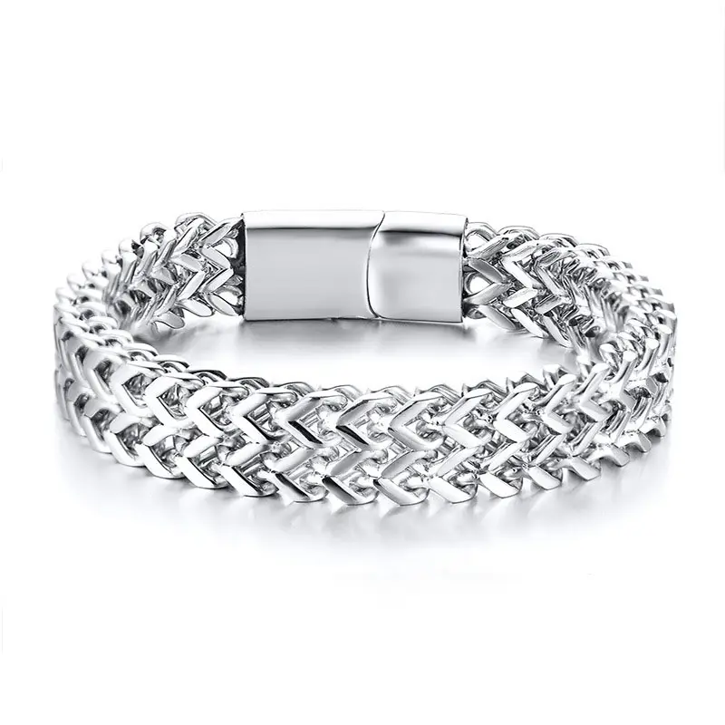Brand Stainless steel double layer bracelet fashion trend men's Bracelet