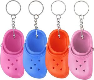 Deluxe Edition <b>Mini</b> Rubber Shoe Keychain Premium Slipper <b>Keyring</b> for Backpack Purse Decoration High End Hole Sandals Key Ring - Product Image 1
