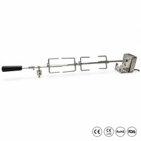 Kit Moteur de Rôtissoire pour Barbecue, Moteur AC 4W, Fourches Réglables, Accessoire de Grillade Extérieur