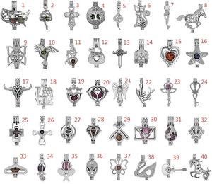 Wholesale Women's Wedding Silver Plated Heart Shape Link Chain Cage Mountings Love Wish <strong>Pearl</strong> <strong>Pendant</strong> for Jewelry Making - Product Image 1