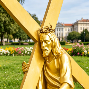 Statue de Jésus-Christ grandeur nature <span class=keywords><strong>en</strong></span> laiton, Simon de Cyrene aidant Jésus à porter la croix, sculpture <span class=keywords><strong>en</strong></span> bronze, statue de Jésus-Christ - Product Image 6