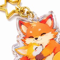 Porte-clés en acrylique HanXin Boutique personnalisé, renard câlin Kawaii, série Parent-Enfant, breloque Anime, vente en gros, fournisseur d'usine, en vrac