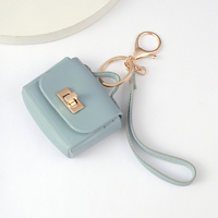 Mini sac à dos porte-clés pour femmes, jolie pochette à monnaie en cuir PU avec porte-clés, sac de maquillage multi-poches, porte-cartes, organiseur de câbles