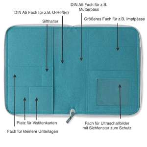 Alemán-Folleto azul zip A5 notebook premium de fieltro suave niño maternidad tapa y mutterpass madre pasaporte cubierta - Product Image 2