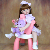 Poupée bébé reborn en silicone souple de 60 cm, corps en tissu, 24 pouces, princesse, tout-petit, cheveux longs, bébé adorable, cadeau d'anniversaire pour enfant, jouet de maison de jeu