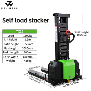 <strong>1500kg</strong> Full-<strong>electric</strong> Self-loading Forklift Lifting Height 1.5m <strong>Stacker</strong> <strong>Electric</strong> for Construction - Product Image 2