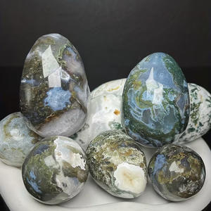 Wholesale Natural Gemstones Massage <b>Tool</b> Oval Egg for Women Made of Good Quality Moss Agate Crystal Eggs - Product Image 1