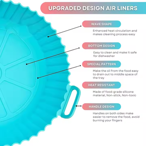 Custom Food Grade <strong>Silicone</strong> <strong>Air</strong> <strong>Fryer</strong> Liners with Comfortable Handle Reusable <strong>Silicone</strong> <strong>Air</strong> <strong>Fryer</strong> Baking <strong>Dishes</strong> Pans - Product Image 2